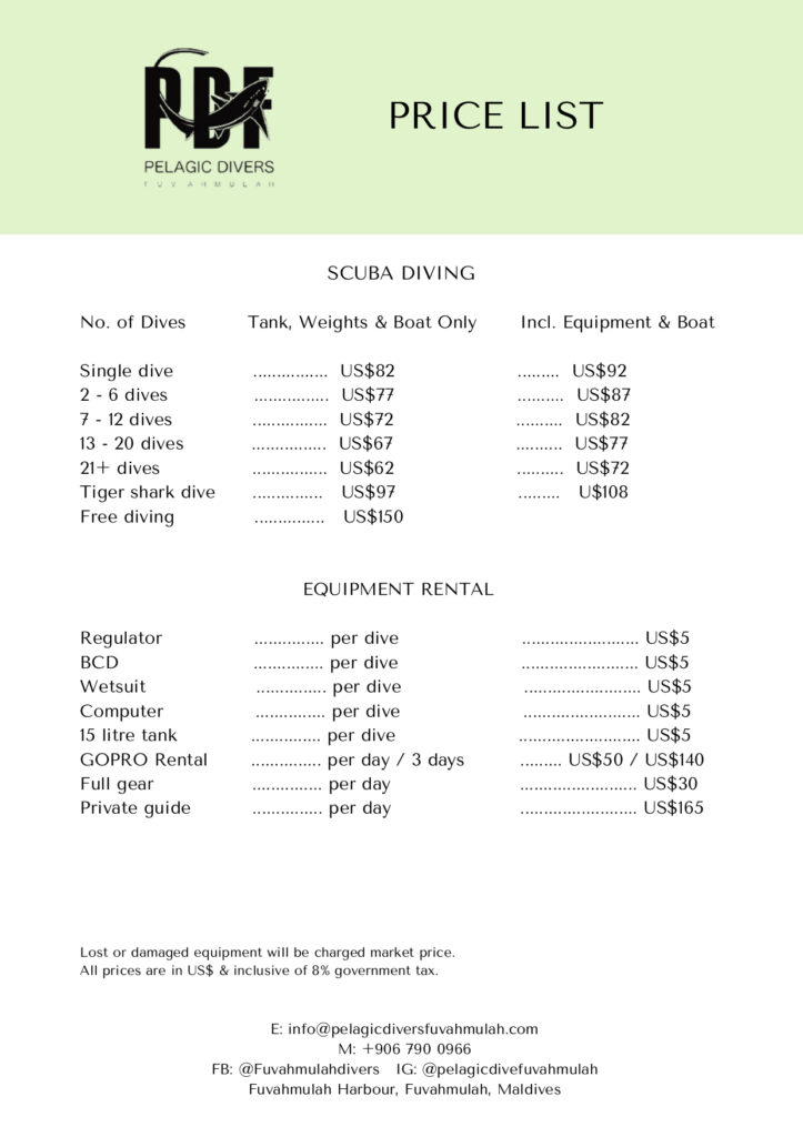 Fuvahmulah dive price list